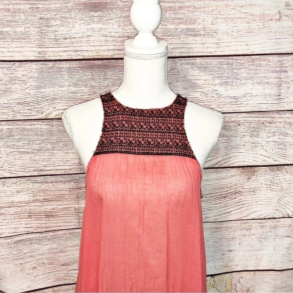 Free People FP One Calypso Dress Sleeveless Pink Relaxed Fit Tasseled Size XS